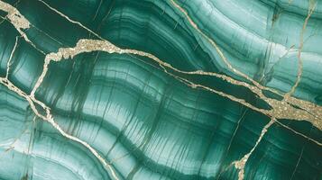 Vibrant Green Marble Texture with Gold Veins and Striations Representing Luxury and Elegance photo