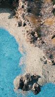 aerial view from flying drone of rocky island in Atlantic ocean video