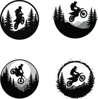 Silhouette design motocross icon logo illustration set collection with white background vector