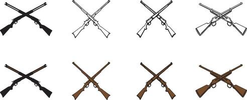 Hand drawn line art shotgun weapon sketch illustration set collection vector