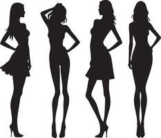 Set of Girl Bakery silhouette design icon illustration isolated on white background vector