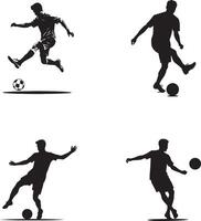 Silhouette set of football players icon logo illustration with white background vector
