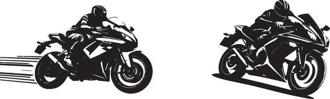 Silhouette design set of Ride Discover the BestSelling Motorbike icon logo illustration with white background vector