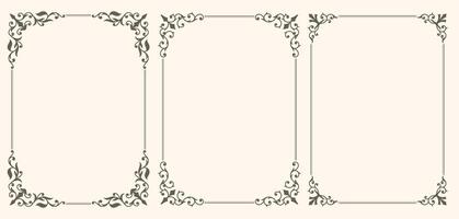 Decorative frames and borders with vintage floral ornament vector