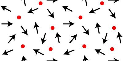 Pattern of black arrows and red dots on a white background creates dynamic visual interest vector