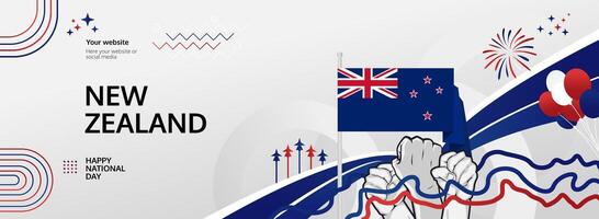 New Zealand Waitangi Day greeting card design for festivals. vector