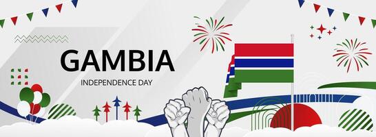 Joyful Gambia Independence Day. An eye-catching design for the 18th of February, ideal for events that showcase Gambian heritage, feasts, and tourism vector