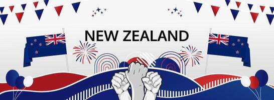 New Zealand National Day web banner for tourism and event promotion. vector