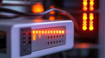 Network server equipment transmitting data with flashing led lights photo