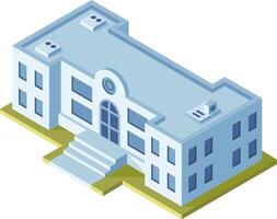 Modern public building featuring rooftop air conditioning units, windows, entrance, and stairs, presented in isometric projection for architectural and urban planning projects vector