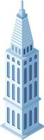 Isometric skyscraper with elegant design and pointed roof, reaching for the sky, symbolizing urban development and architectural achievement vector