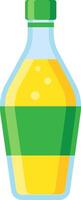 Refreshing yellow juice in a glass bottle with a green label and cap, symbolizing healthy living and ideal for food and drink marketing projects vector
