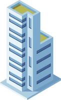Modern skyscraper standing tall with isometric projection, featuring multiple floors and windows, representing urban architecture and development in a contemporary style vector