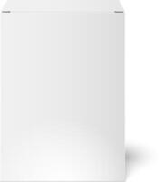 Realistic white blank paper box packaging mockup casting shadow on white background, ideal for product design presentation, branding, and marketing purposes vector