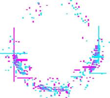 Pixelated glitch frame with chromatic aberration creating a distorted border with a white copy space in the center, ideal for modern and futuristic designs vector