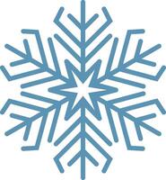 Simple light blue snowflake with a star in the center, ideal for representing winter, christmas or cold temperatures, isolated on a white background vector