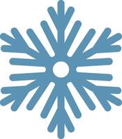 Minimalist illustration of a light blue snowflake with rounded tips and a white center, symbolizing winter, christmas, and cold weather vector