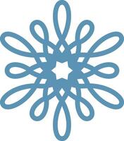 Snowflake ornament featuring intricate swirling lines and a star shape at the center, creating a captivating winter holiday atmosphere filled with festive charm vector