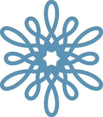 Snowflake ornament featuring intricate swirling lines and a star shape at the center, creating a captivating winter holiday atmosphere filled with festive charm