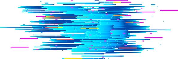 Colorful horizontal lines creating a dynamic glitch effect over a vibrant blue digital background, ideal for technology and digital art projects, enhancing modern design concepts vector