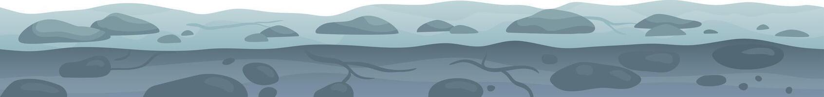 Underwater and above water view of rocks and mountains in a seamless repeating pattern, perfect for creating a continuous background or texture vector