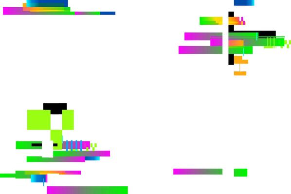Colorful geometric shapes are dynamically arranged on a white background, creating a modern and vibrant design with a playful and energetic feel, suitable for various design projects