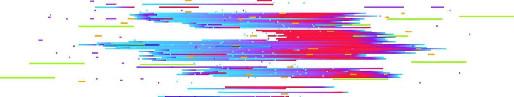 Abstract background with colorful horizontal lines creating a glitch effect on a white background, ideal for technology and digital art projects vector