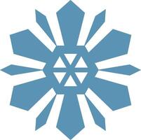 Light blue snowflake radiates outward with geometric shapes, creating a mesmerizing winter design that captures the essence of the season vector