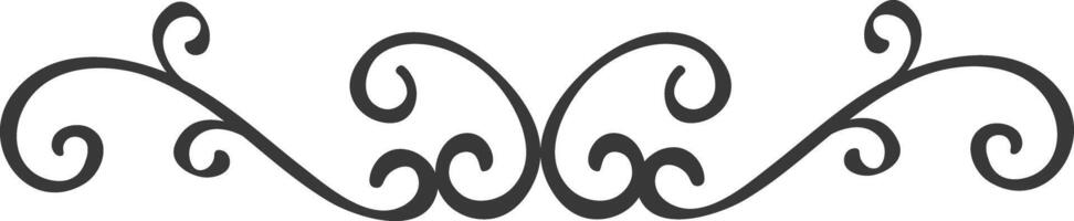 Elegant swirl forming a decorative vintage ornament with curls and flourishes, ideal for borders, frames, and dividers, adding a touch of classic style to designs vector