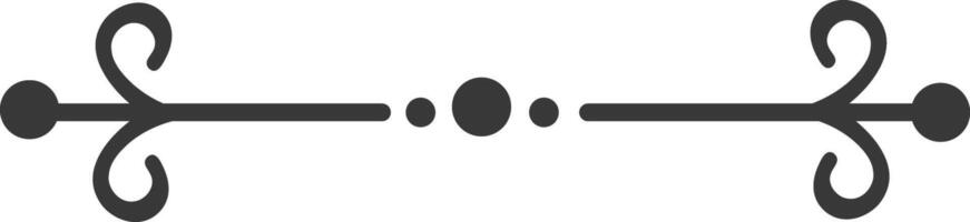 Simple black horizontal decorative dividing line with flourishes and dots is perfect for vintage or classic designs, adding a touch of elegance and sophistication vector