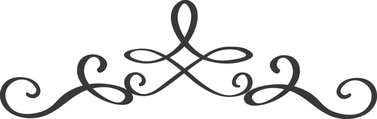 Elegant swirl flourish forming a symmetrical ornament, ideal for wedding invitations, vintage frames and decorations, menus, labels, and other design projects