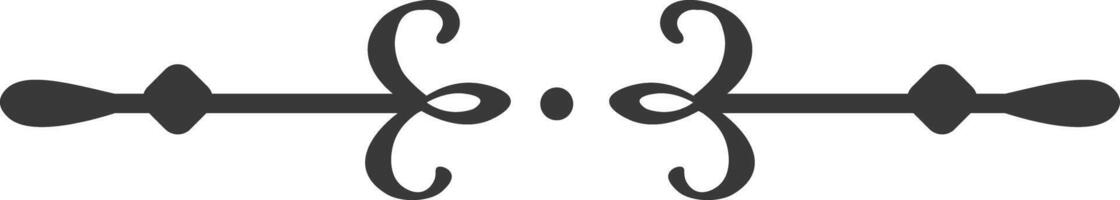 Horizontal calligraphic divider featuring decorative swirls and dots, connecting two stylized tear shaped ends, creating a visually appealing separation element vector