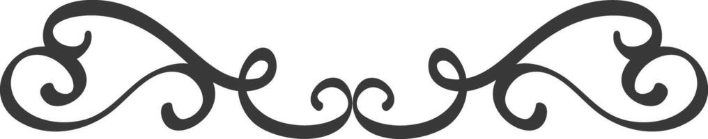 Elegant flourish divider creating a refined border, enhancing designs, invitations, or documents with sophisticated curves and symmetrical details vector