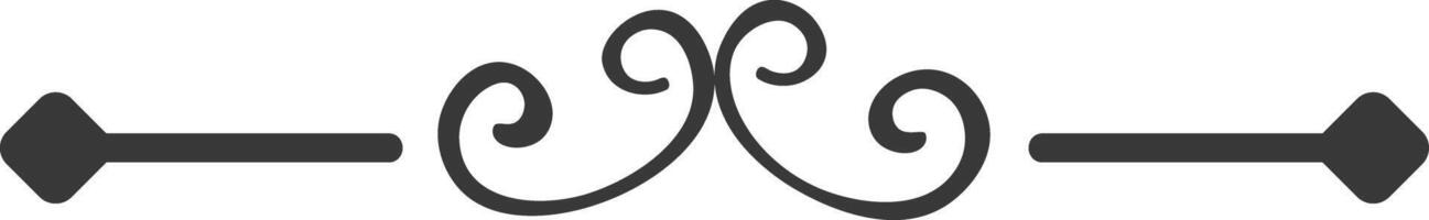 Elegant horizontal divider with swirls and rhombuses connecting two segments, creating a sophisticated and decorative element for design projects vector
