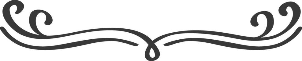 Horizontal double line separator with elegant swirls at the ends and a decorative loop in the middle, perfect for dividing sections in a design layout vector