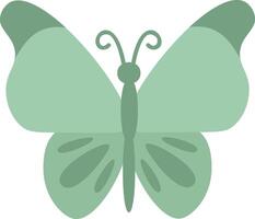 Green butterfly displaying darker green accents on its wings and antennae, featuring a simple illustration set against a solid color background, exuding elegance and tranquility vector