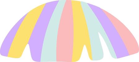 Colorful pastel rainbow stripes forming a whimsical and abstract scallop shell shape, infusing playful charm into designs and backgrounds with a delightful touch of creativity vector
