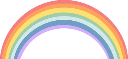 Colorful rainbow arching over a white background, featuring pastel shades of red, orange, yellow, green, blue, and violet, creating a cheerful and vibrant atmosphere vector