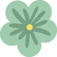 Green stylized flower with yellow center and rounded petals is blooming, representing nature, growth, and beauty, perfect for designs related to spring, summer, or floral themes vector