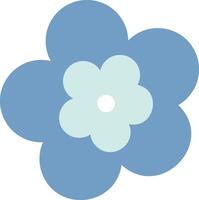 Light blue flower featuring rounded petals and a light green center, set against a crisp white background, creating a charming and simple digital illustration of nature's beauty vector