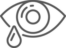 Simple line art icon of a crying eye shedding a tear, symbolizing sadness, grief, pain, or emotional distress, suitable for various health or emotional support projects vector