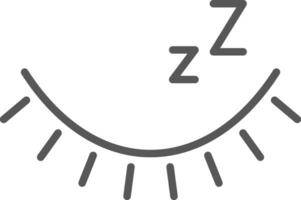 Minimalist graphic featuring a closed eye adorned with delicate eyelashes, accompanied by zzz letters, symbolizing the essence of sleep, rest, and dreaming in a serene design vector