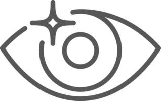 Simple gray line drawing of an eye featuring a sparkle, symbolizing good vision, health, and ophthalmology, set against a clean white background vector