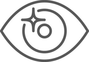 Simple gray line drawing of an eye with a bright star shape indicating good vision and health, suitable for ophthalmology and healthcare concepts vector