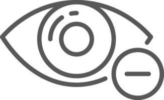 Gray icon depicting an eye with a minus sign, representing reduced vision, blindness, and various eye health issues. Emphasizing the importance of eye care and awareness vector