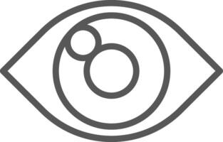 Simple gray stylized eye with double pupil is looking up representing vision, observation, security and surveillance in a minimalist and essential graphic style vector