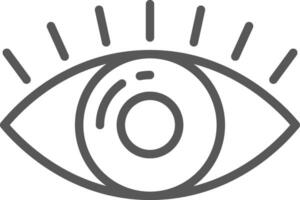 Simple gray stylized eye with eyelashes and pupil is looking up, isolated illustration on white background, ideal for vision or ophthalmology concepts vector