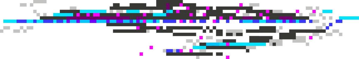 Creating pixelated stripes in vibrant cyan, purple, and black, featuring digital distortion on a white background, conveying themes of digital art and technological disruption vector