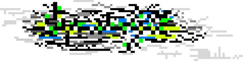 Colorful pixelated glitch art dissolving into a white background, creating an abstract and dynamic visual with a sense of motion and disintegration vector