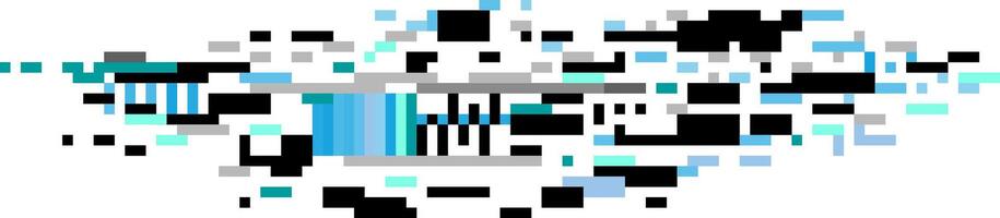 Colorful pixelated glitch art creating an abstract design with vibrant shades of blue, black, and grey, perfect for modern backgrounds and unique textures in various projects vector